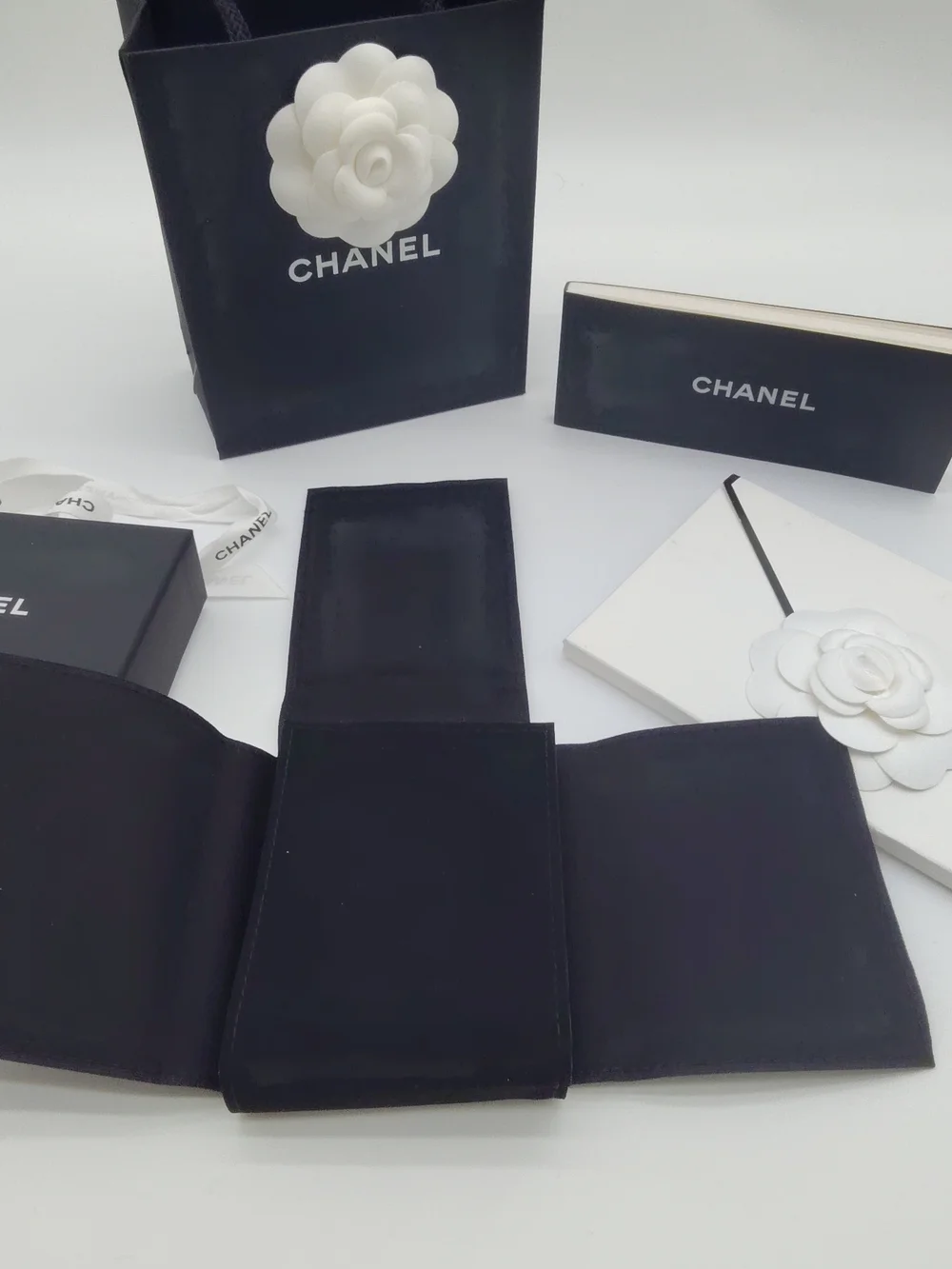 CHANEL Fine Jewelry Packaging Set Camellia Jewelry Box Ribbon Bag Booklet